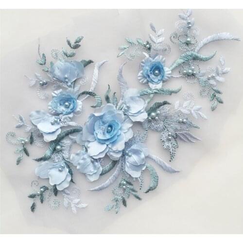 2pcs/Lot New Fashion Embroidery Beaded Sequins Lace Flower,ChildrenS Dress, Costume, DIY Lace Accessories 29.5x19cm