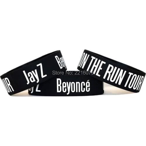 300pcs One Inch Jayz Beyonce on the Run Tour wristband silicone bracelets free shipping by DHL express