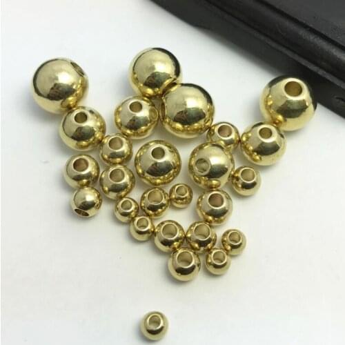 50pcs 3/4/5/6/8/10mm Original Brass Round Ball Space Beads Bracelets Loose Charm Bead for DIY Necklaces Jewelry Findings