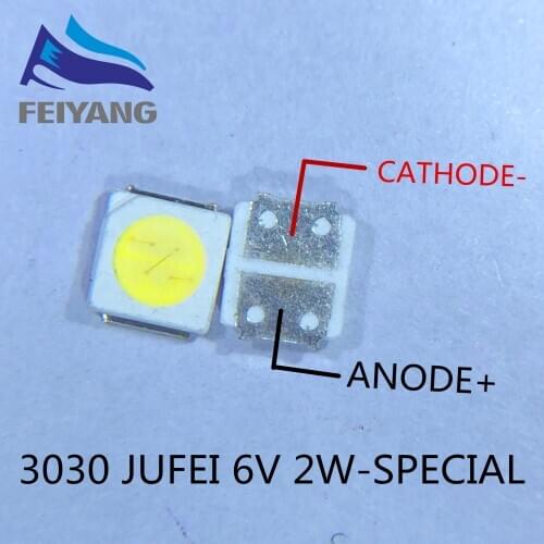 500pcs 3030 Backlight High Power LED Dual Chip 6V JUFEI AOT Cool White PT30A66 TV Dedicated Cool White PT30A66 TV Surface Mount