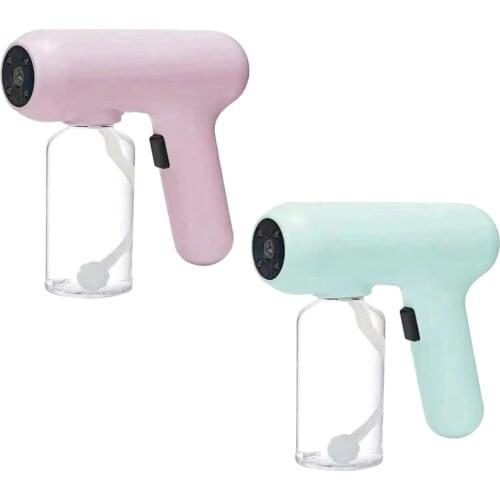 300ML Cordless Handheld Blue Light Sanitizer Mist Spray Disinfection Electric Sprayer Gun Fogger Rechargeable for Home Office