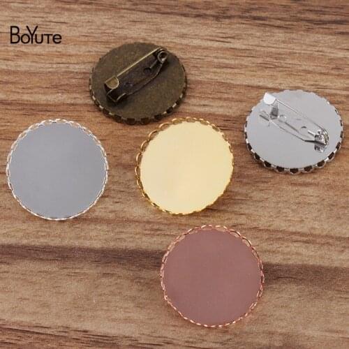 BoYuTe (40 Pieces/Lot) Fit 25MM Cabochon Blank Brooch Base Tray Factory Supply Handmade Diy Jewelry Accessories
