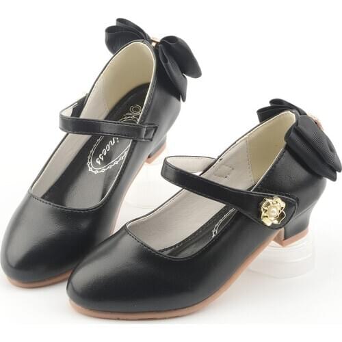 Girls High Heels for Kids Children Dancing Shoes Birthday Gift Princess High-Heel Cute Bow-Knot Plain Color Comfortable Shoe