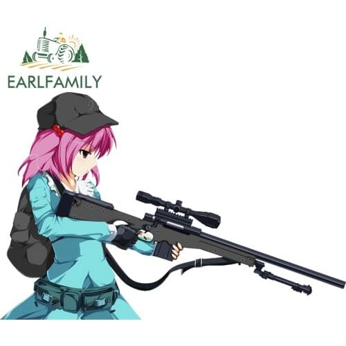 EARLFAMILY 13cm x 8.4cm For Anime Girl Sniper Waterproof Car Sticker Bumper Decal Personality Creative Campervan Decals Decor