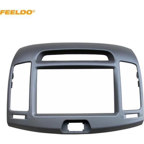 FEELDO Car 2Din DVD Radio Fascia Frame for Hyundai Elantra 2006-2011(Korean Type,LHD) Stereo Face Panel Trim Kit
