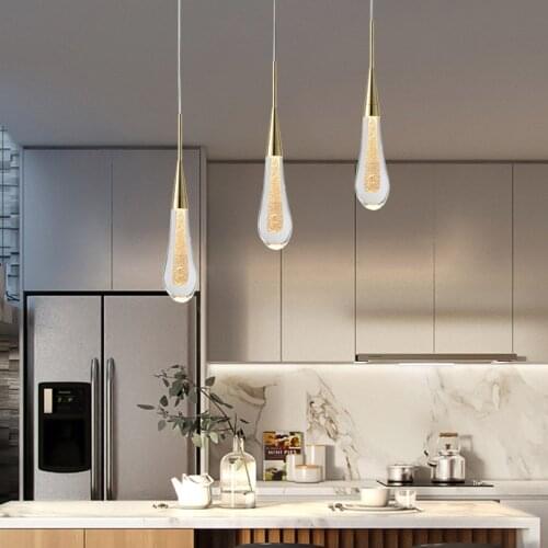 Crystal tear drop pendant light for kitchen island tv wall golden powder water drop meteor indoor lighting fixtures