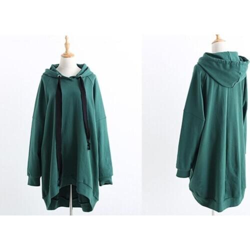 Yellow Fleece Cotton High Low Oversized Hoodie Women / With Black Velvet Draw Cords