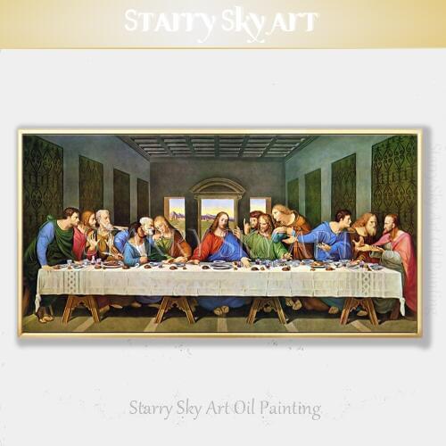 Skilled Artist Pure Hand-painted High Quality The Last Supper Oil Painting on Canvas Famous Da Vinci Jesus Last Supper Painting
