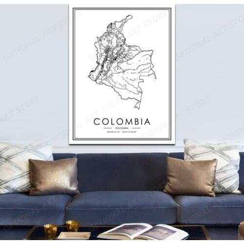 COLOMBIA City Map Wall Art Canvas Painting Nordic Posters And Prints Wall Pictures For Living Room