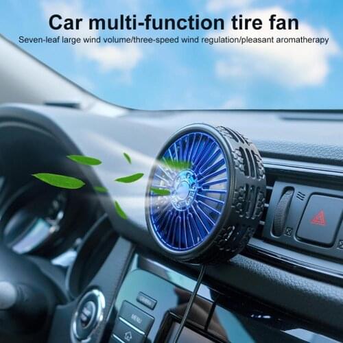 80% Hot Sell Car Vehicle Air Vent Dashboard LED Aromatherapy 3 Wind Speed Cooling Air Fan