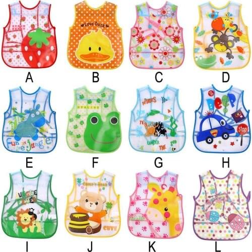 Cute Kid Infant Bibs Adjustable Baby Bibs Plastic Waterproof Feeding Lunch Bibs Children Clothing Feeding T7G2