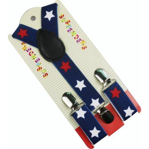 Fashion Children Suits Navy Blue Star Print Suspenders 3 Clip Adjustable Shirts Kids Suspenders For Baby Boys Strap Braces