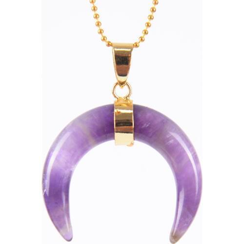 Fashion Natural Stone Crescent Charming Crystal Beads Half Moon Pendant Without Chain Wire Fit DIY Necklace D859-D862