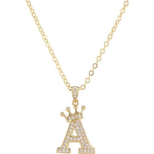 New Fashion Inlaid AAA Zircon Crown English Letter Pendant Simple and Fashion Ladies Necklace Necklace