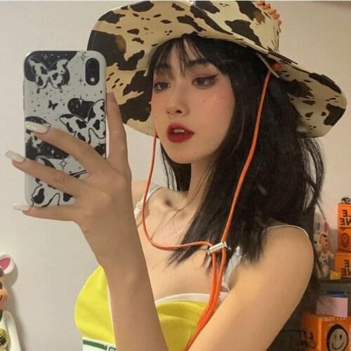 2021 new cow pattern PU leather western cowboy hat female retro fashion foreign style jazz top hat holiday travel hat tide