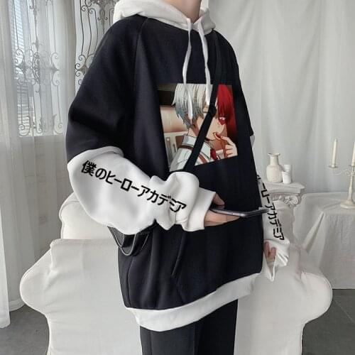 Japan Anime My Hero Academia Shoto Todoroki Hoodies Men Kawaii Cartoon Boku No Hero Academia Streetwear Winter Sweatshirts Male