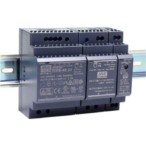 Original Mean Well HDR-15 30 60 100 150 series DC 5V 12V 15V 24V 48V meanwell Ultra Slim Step Shape DIN Rail Power Supply