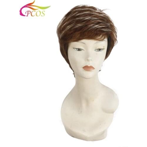 Brown Wig 10 Inch Bob Wigs For Women With Side Bangs Hairs High Temperature Fiber Straight Wigs Free get a wig cap