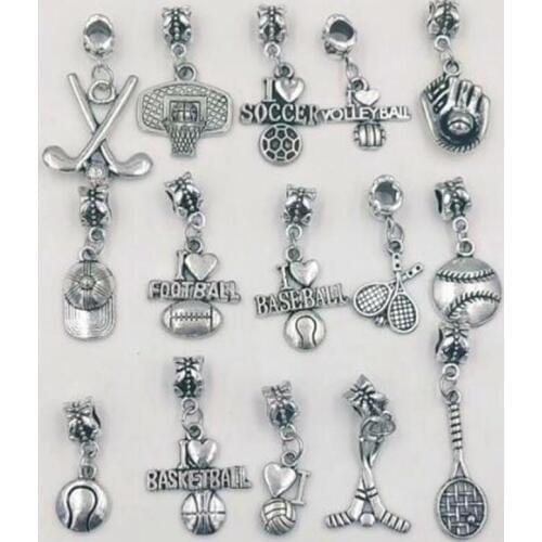 Mixed basketball / football / volleyball / baseball / hockey / gloves / hat Charms Pendant For Bracelet Necklace Jewelry Making