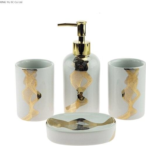 Simple Bathroom Supplies Ceramic Lotion Bottle Mouthwash Cup Soap Dish Light Luxury Home Bathroom Decoration Accessories