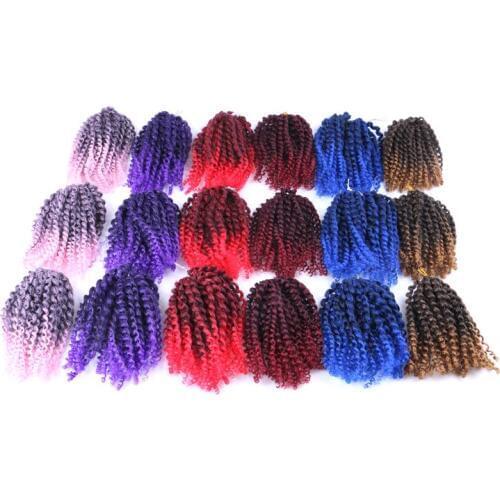 Luxury For Braiding 6pcs/2packs Synthetic Bulk Hair Extensions 8" Mali Bob Afro Twist Curly Crochet Braids