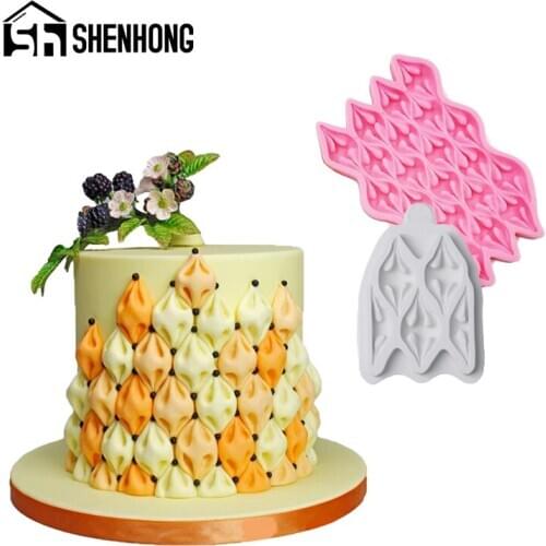 SHENHONG Fabric Puff Sugar Paste Silicone Fondant Molds Polymer Clay Cake Moulds Modelling Paste Dessert Decor Baking Tools