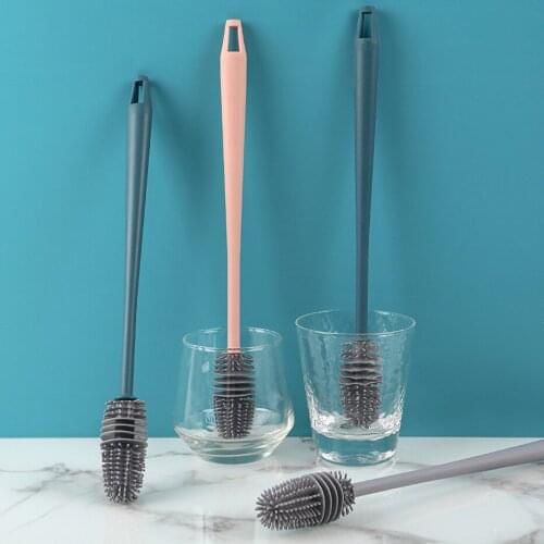 Multi-function Silicone Cup Brush Kitchen Bottle Thermos Glass Cleaning Brush Bathtub Carpet Pet Long Handle Brush Washing Tools