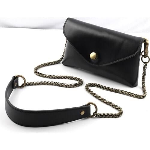 116cm Replacement Shoulder Bag Strap Black Brwon PU Leather Handle Bronze Metal Chains For Purse Handles Handbag Accessories #E