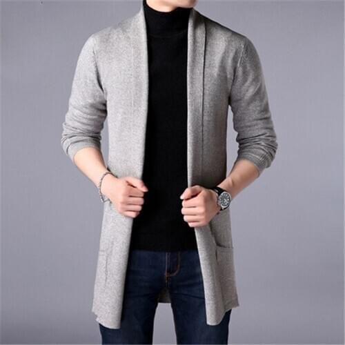 Sweater Coats Men New Fashion 2020 Autumn Mens Slim Long Solid Color Knitted Jacket Fashion Mens Casual Sweater Cardigan Coats