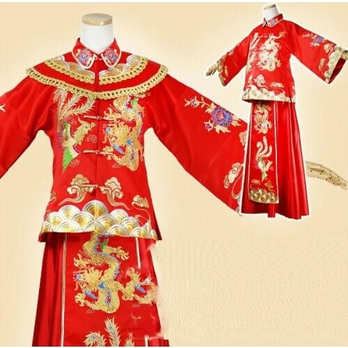 Jing Jiu Fu Delicate Embroidery XiuHeFu Chinese Traditional Wedding Hanfu Bride Dress Republican Period Wedding Hanfu Costume