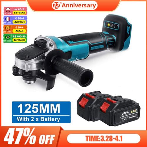 125MM Brushless Electric Angle Grinder 20000r/m Polisher Cutting Machine 2 Lithium-Ion Battery DIY Power Tool For Makita Battery