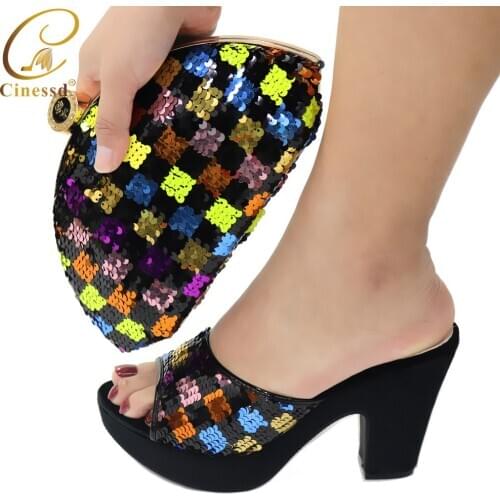 High Quality New Design Nigerian Women Shoes and Bag to Match African Lady Shoes Matching Hand Bag 2020 for Wedding