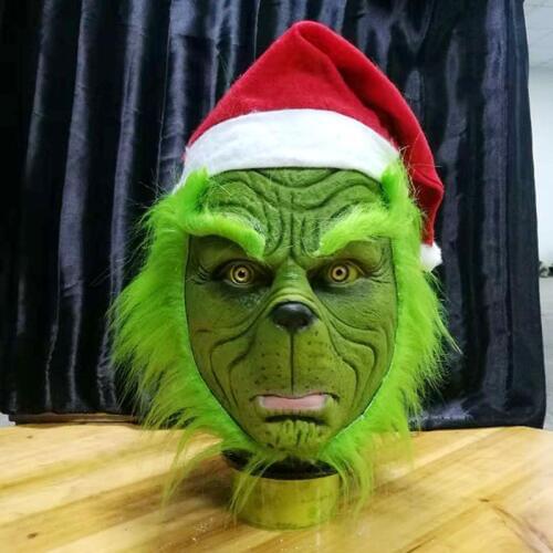Funny Geek Stole Christmas Cosplay Party Mask Santa XMAS Full Head Latex Mask Further Adult Costume Mask Props