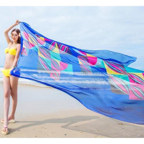EFINNY 140x190cm Pareo Scarf Women Beach Sarongs Summer Chiffon Scarves Geometrical Design