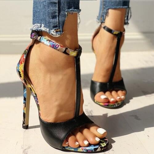 2020 Women Sandals T-Strap High Heels Sandals Chaussures Femme Sexy Stripper Shoes Women Heels 2020 New Peep Toe Summer Shoe