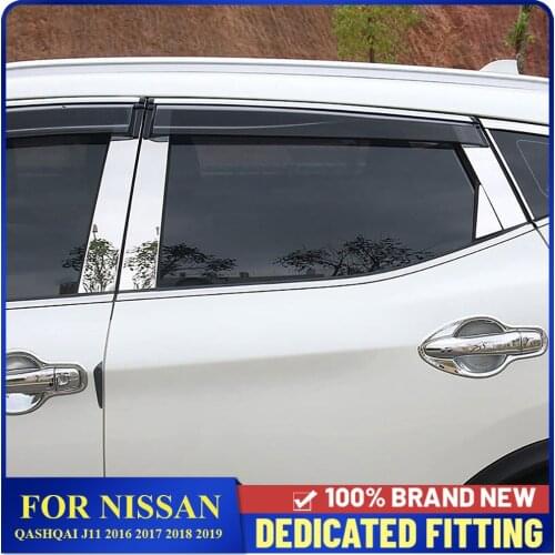 10PCS/Set Stainless Steel Car Door Window Center Pillars Cover Trims For Nissan Qashqai J11 2016 2017 2018 2019