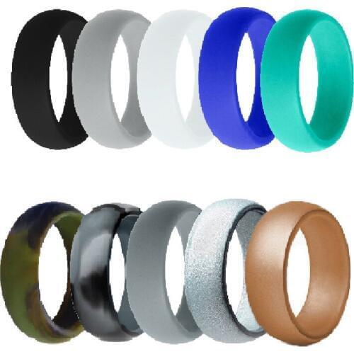 10pcs/lot 8mm Flexible Camouflage Silicone Ring Hypoallergenic Finger Rings for Men Fitness Non-slip Sports Rubber Ring