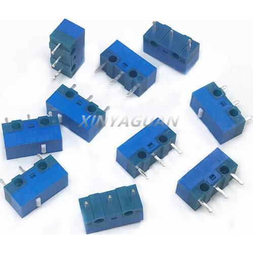 10Pcs/lot New Original HUANO Mouse Micro Switch blue shell white point 20 million times computer mouse 3pins button switch