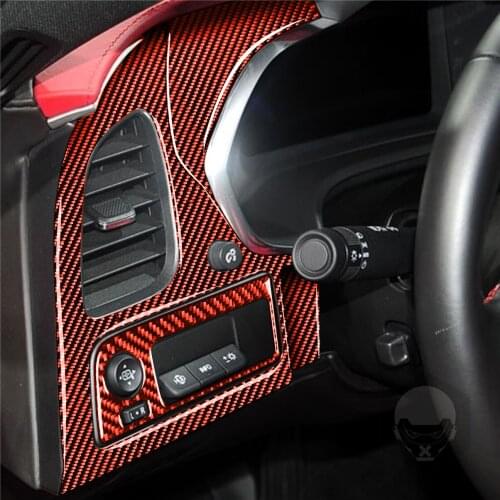 Center Control NAVI Panel Air Vent Outlet Decal Cover Trim Sticker for Chevrolet Corvette C7 2014-2019 Carbon Fiber LHD 12pcs