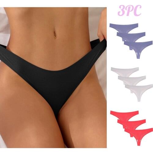 3PCS Cotton Underwear Womens Panties Comfort Underpants Lace Thong Briefs For Woman Sexy Low-Rise Pantys Intimates XS-2XL