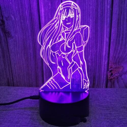 3d Lamp Anime Zero Two Figure Darling In The Franxx Sexy Nightlight Kids Child Girls Decor Manga Gift Night Light Lamp Model Toy