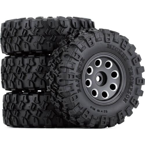 4Pcs 1.0inch Beadlock Wheels Rims&Tires for 1/24 Micro Crawler Axial SCX24 90081 AXI00001 Deadbolt Upgrade Parts