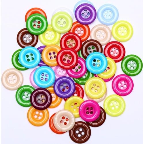 50pcs 18mm Mixed Baby Decorative Sewing Buttons Resin Round Button With 4 Holes For Scrapbooking