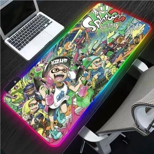 Gamer RGB Splatoon2 Large Mouse Pad Laptop PC Mouse Pad LED Gaming Keyboard Pad Gaming Accessories Mousepad XXL Anime Mouse Pad