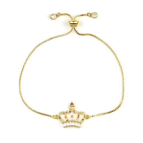CZ Rainbow Crown Bracelet pulseras verano 2020 Fitness Jewellery 24K Gold Chain Bracelet Tennis Summer Women Jewelry arcoiris