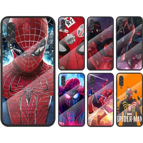 Marvel Spider-Man For Samsung Galaxy A91 A81 A72 A71 A52 A51 A41 A31 A21S A11 A01 Tempered Glass Cover Phone Case