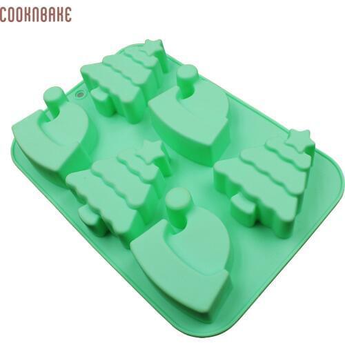 COOKNBAKE DIY Baking Tools Soap Mold Christmas Tree And Hat DIY Cake Mold Silicone Chocolate Mold CDSM-679