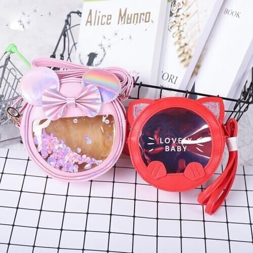 New 2020 Children Mini Purses and Handbags for Girl Shiny Crossbody Bag Cartoon Mouse Bow Cat Bag Kid Wallet Baby Money Bolsa