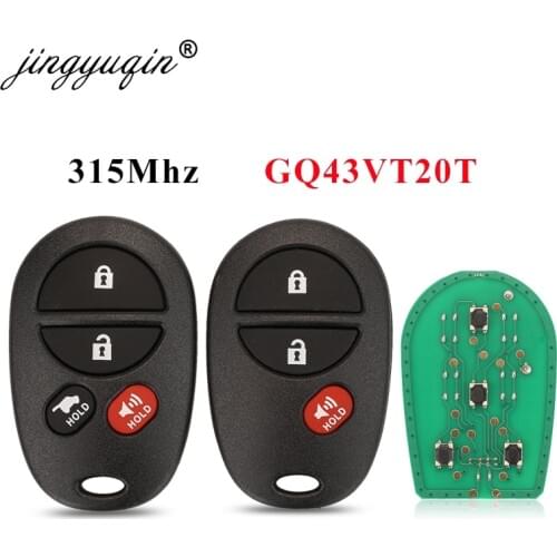 Jingyuqin GQ43VT20T 3/4 Button 315MHz Remote Car Key Fob for Toyota Sienna Solara Avalon Camry Highlander Sequoia Tacoma Tundra