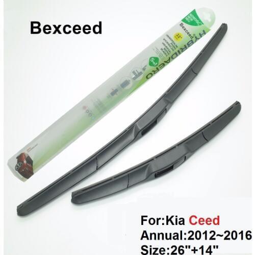 For KIA Cee'd Ceed 26"+14" Bexceed of rubber windshield windscreen Hybrid wiper blade 2012 2013 2014 2015 2016
